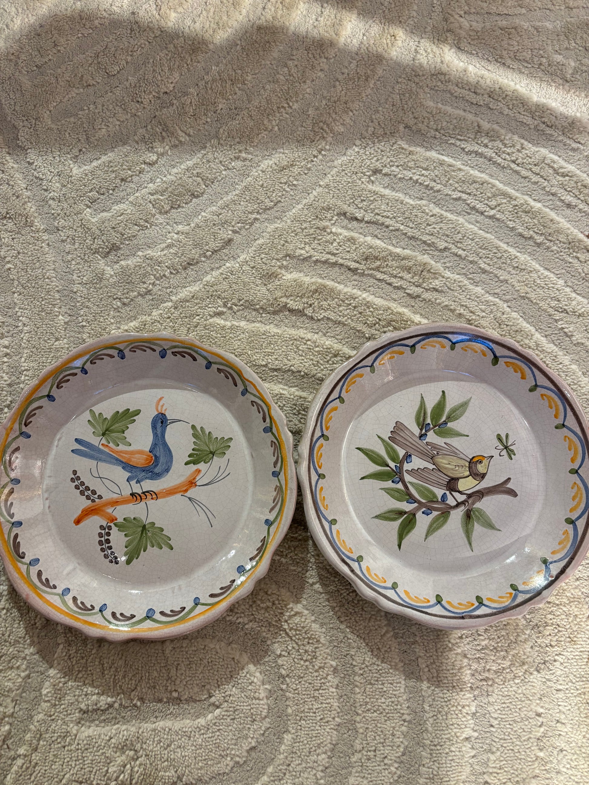 Lot de deux assiettes oiseaux appartement.basile